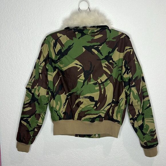 New Rag & Bone Camo Flight Jacket Bomber Shearling Collar Removable Size Small - Picture 8 of 16